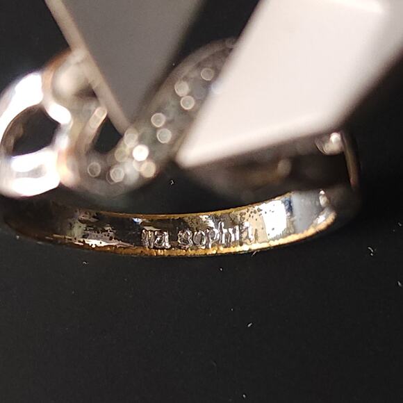 Two Hearts Rhinestone Statement ring, Sterling Silver Ring, Size 6 - Picture 8 of 10